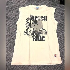 Charlie Rocket White Tank Top Beach Ride Graphic